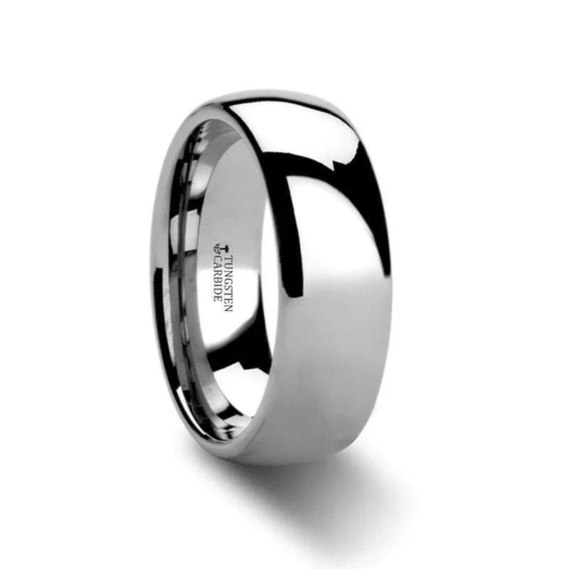 PLATINA Domed White Tungsten Carbide Ring – 4mm & 6mm