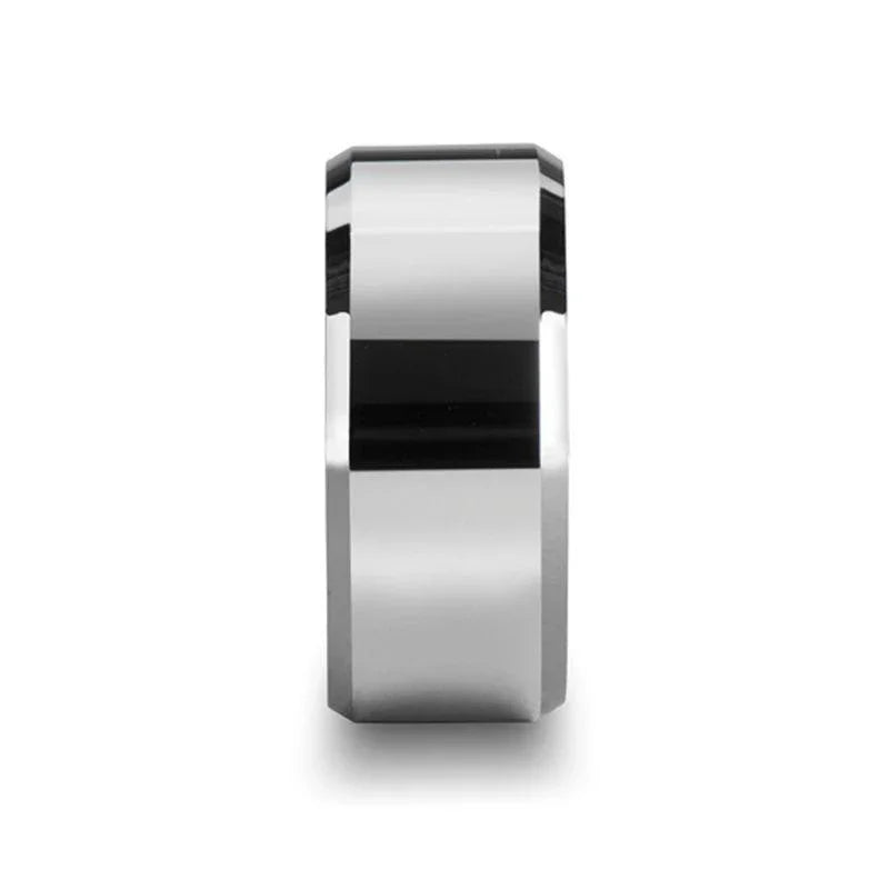 AKRON Tungsten Carbide Ring with Beveled Edges – 10mm