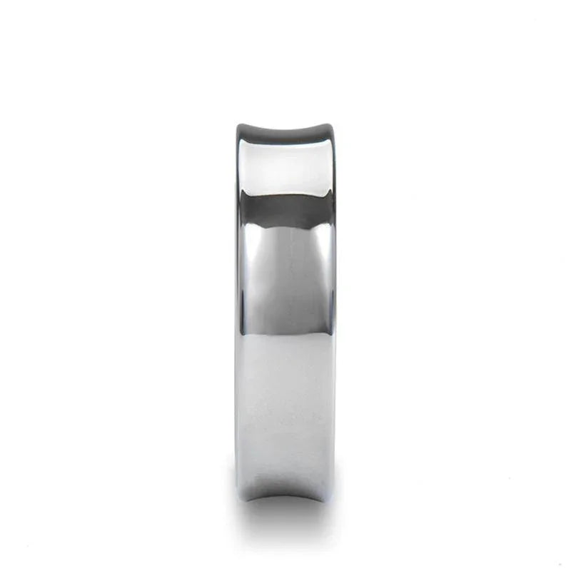 WASHINGTON Concave Tungsten Wedding Band with Polished Finish - 4mm to 8mm