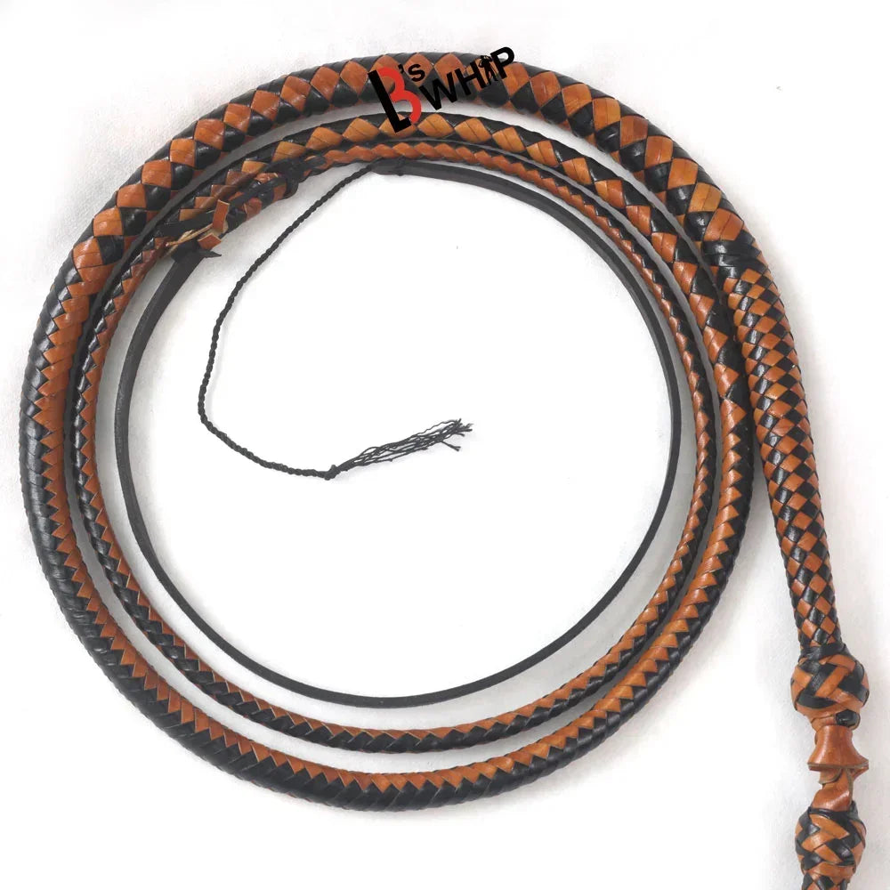 Brown & Black Stockwhip 04 Feet to 12 Feet long and 16 Plaits Kangaroo Hide Leather Equestrian Australian Stock Whip