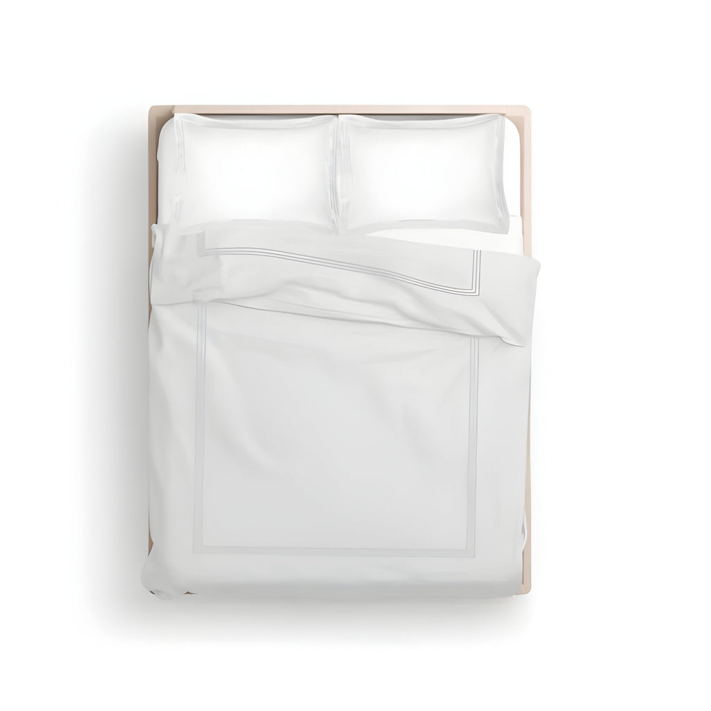 400TC Cotton Luxurious Triple Embroidery Sateen Solid Duvet Cover Set