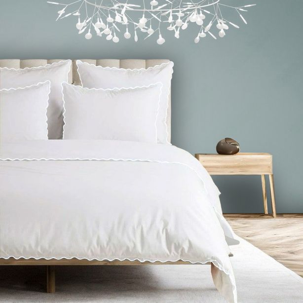 400TC Cotton Small Scallop Embroidery Duvet Cover Set