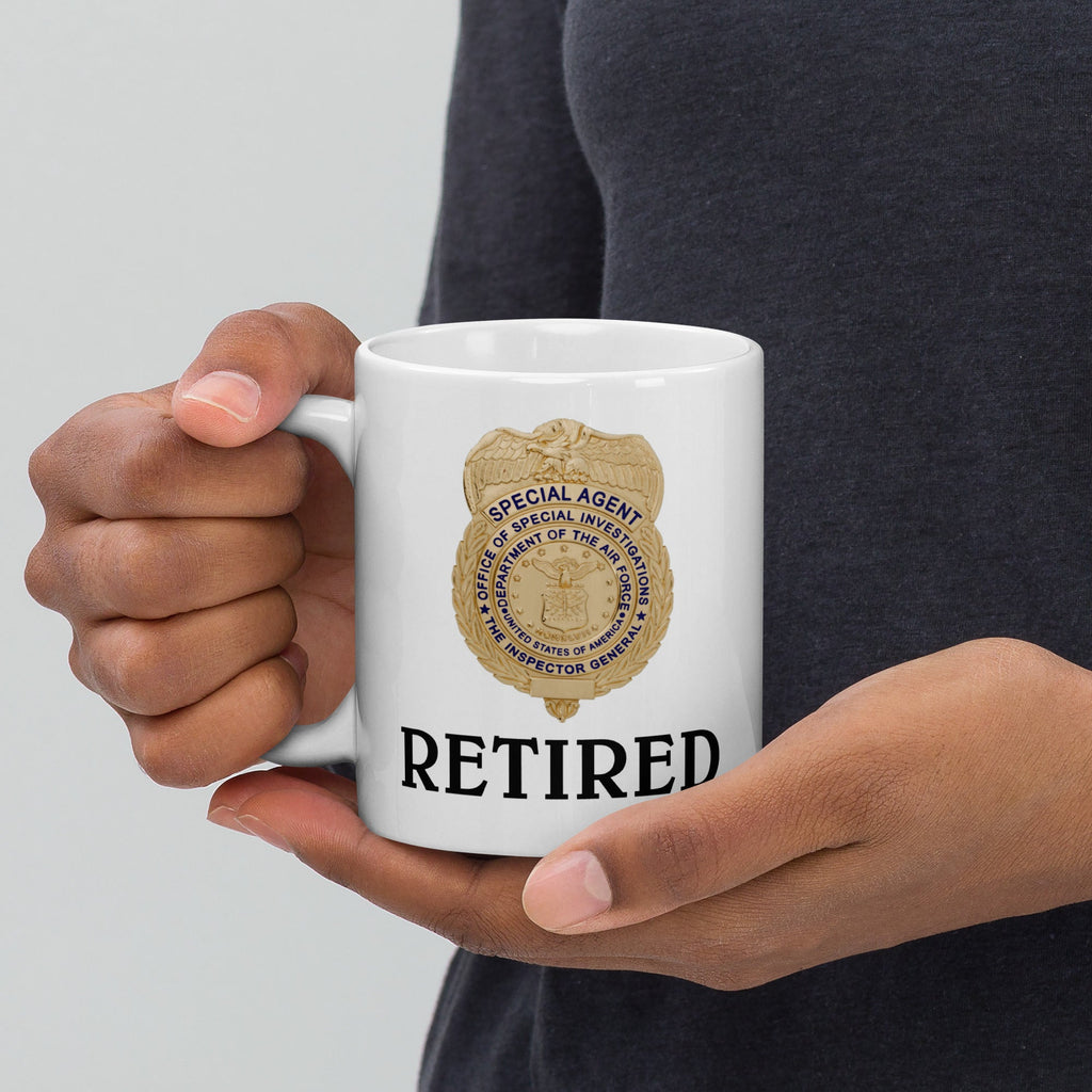 AFOSI Retired Badge and Shield Coffee Mug - White