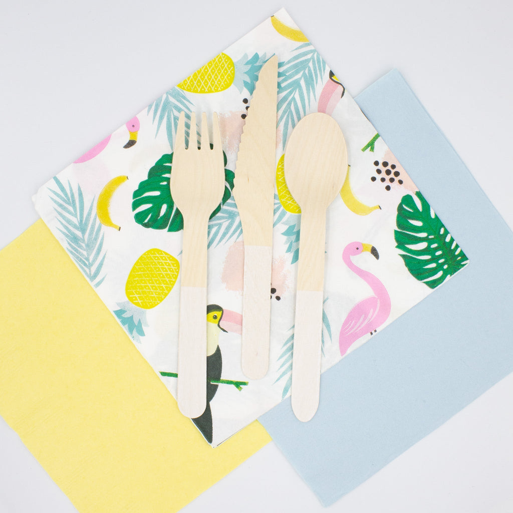 White Wooden Utensil Set – 24ct | ON SALE!!