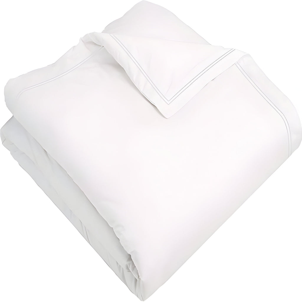 400TC Cotton Double Edge Embroidery Sateen Solid Duvet Cover Set