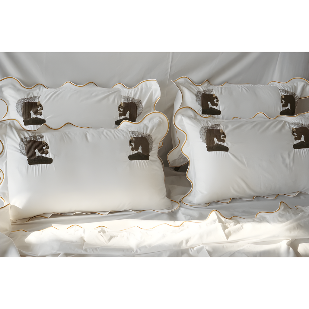 Squirrel Embroidered Cotton Sateen Duvet Cover Set