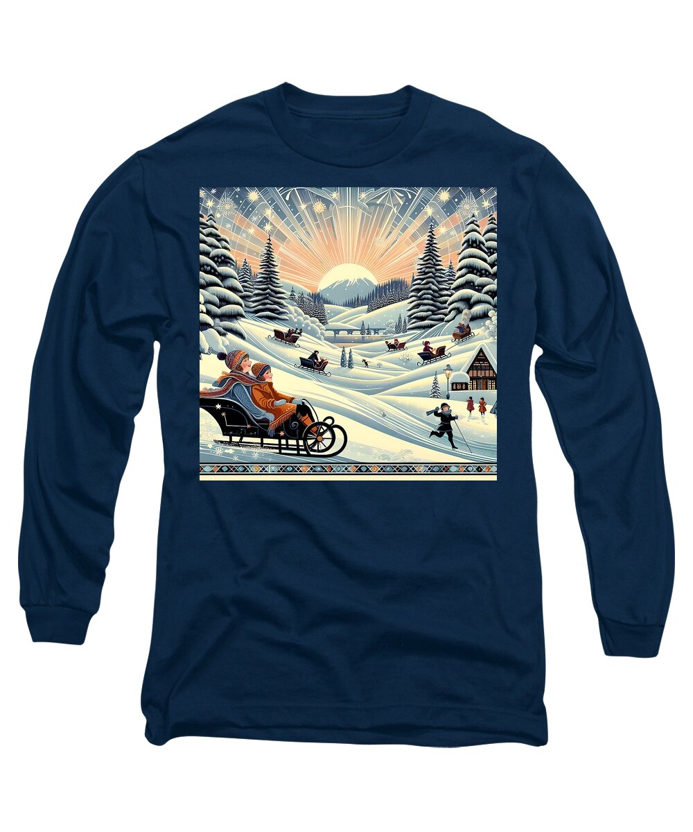 Winter Wonderland Sledding Adventure  Long Sleeve T-Shirt