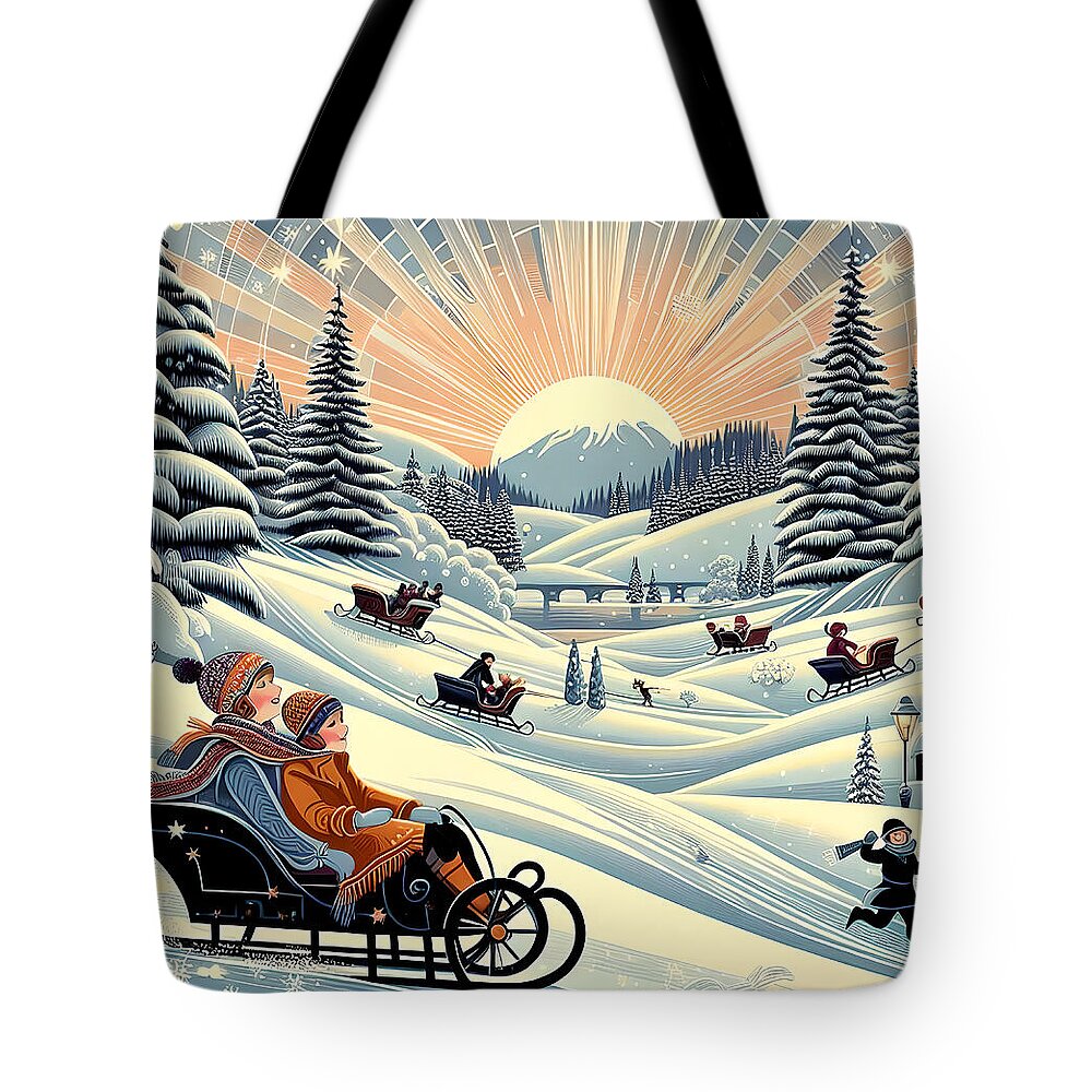 Winter Wonderland Sledding Adventure - Tote Bag