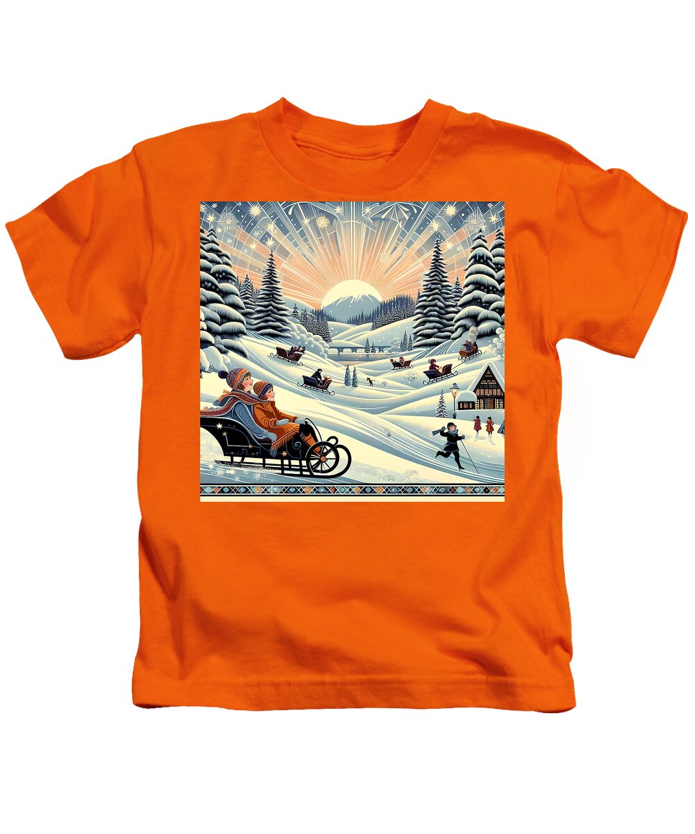 Winter Wonderland Sledding Adventure Kid's T-Shirt
