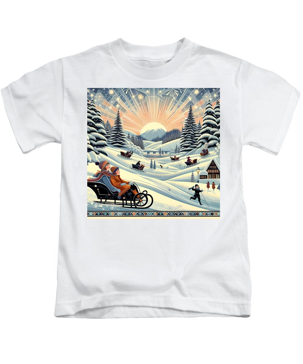 Winter Wonderland Sledding Adventure Kid's T-Shirt