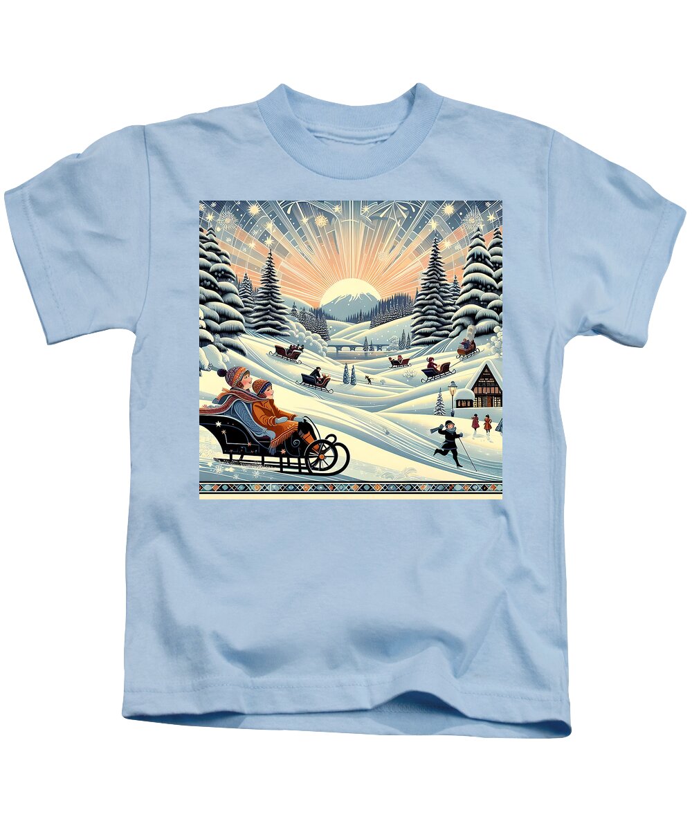 Winter Wonderland Sledding Adventure Kid's T-Shirt