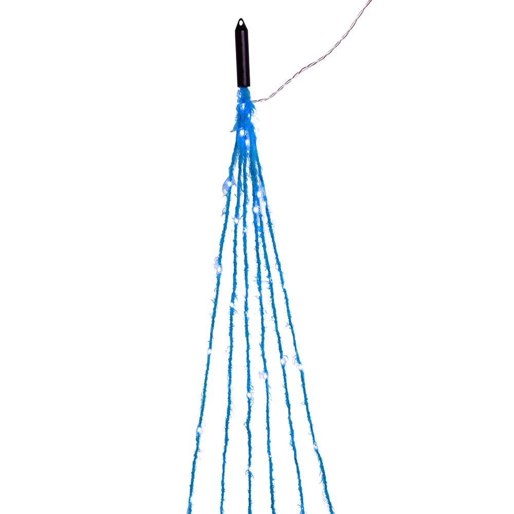 120-Light Teal Fuzzy Multi-Strand With Teal LED Lights