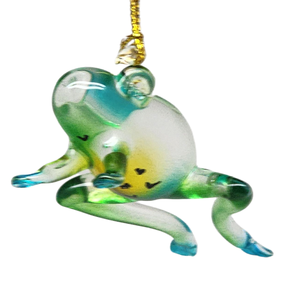 Playful Frog Glass Ornament