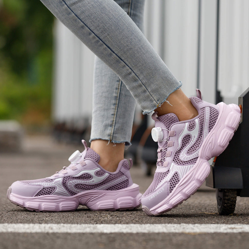 Women's Steel Toe Knob-Lacing Work Sneakers