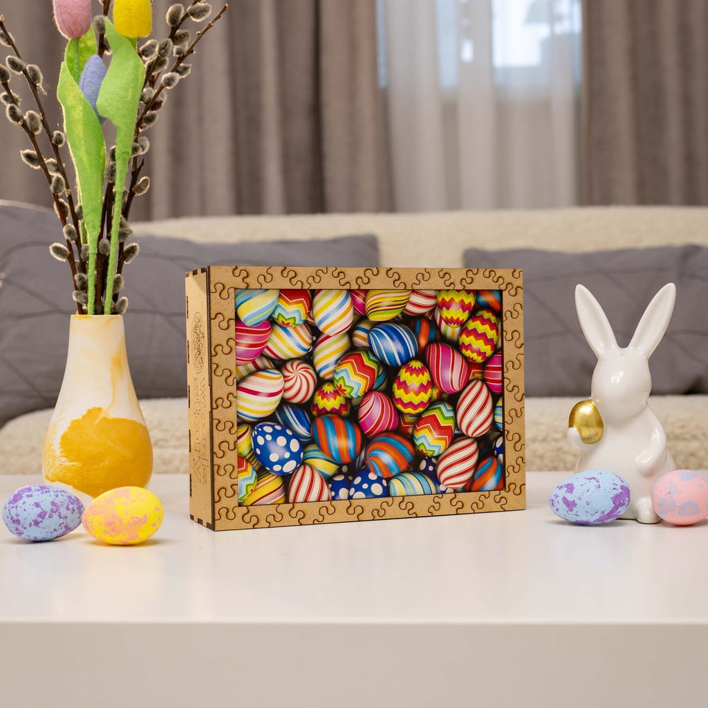 Wooden Easter Puzzle - Colorful Easter Eggs