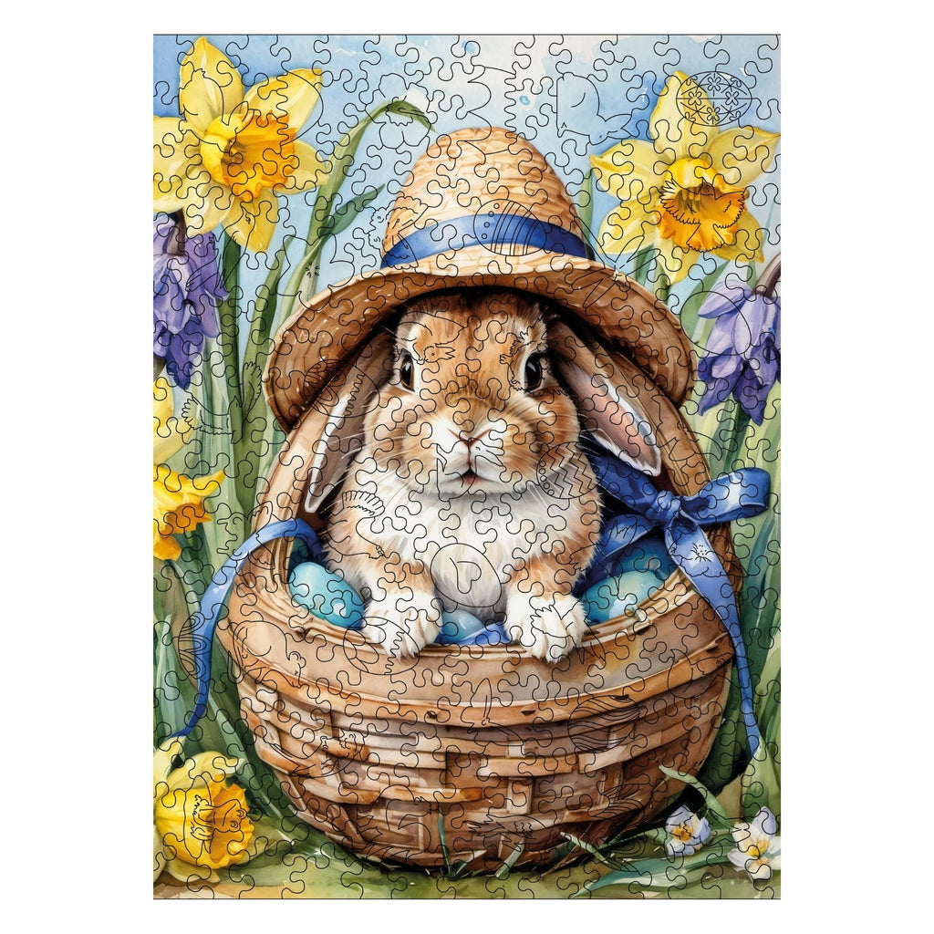 Wooden Easter Puzzle - Cute Easter Bunny in Basket