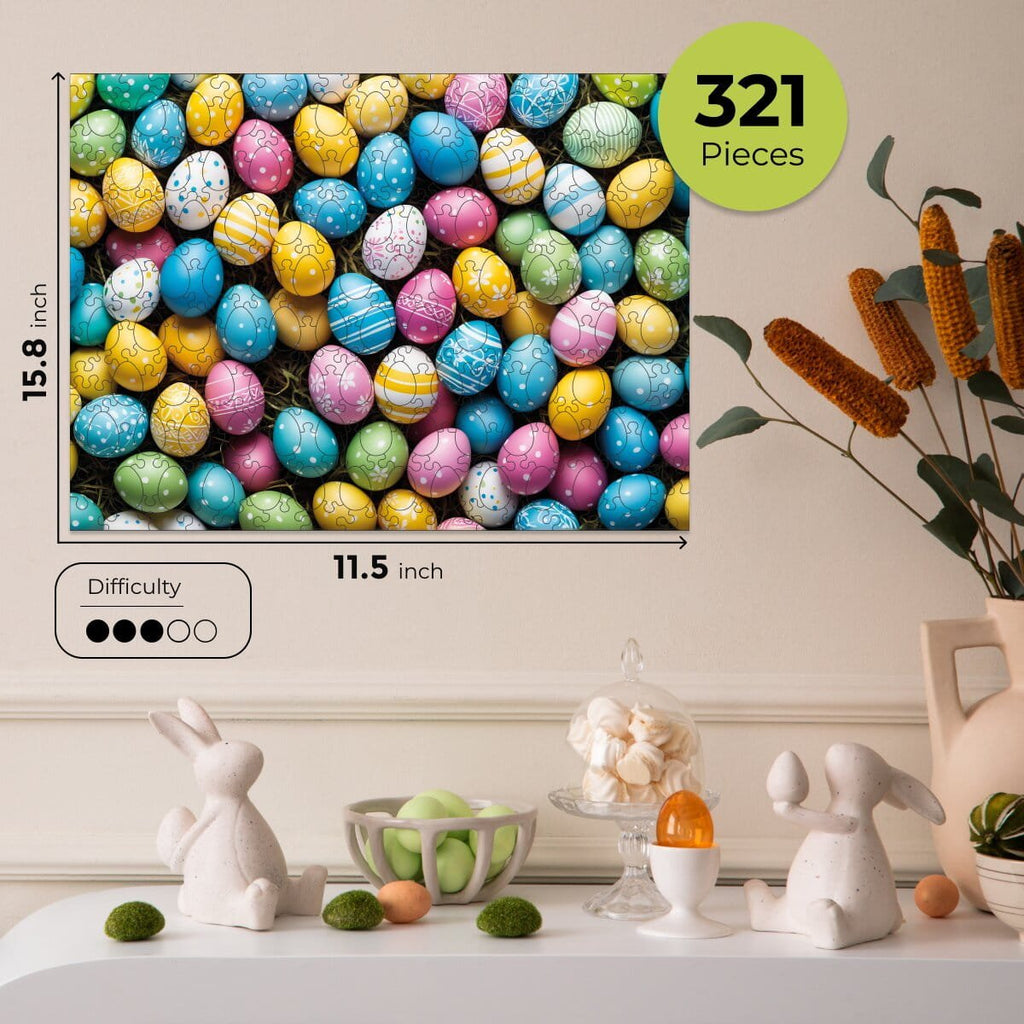 Wooden Easter Puzzle - Colorful Easter Eggs