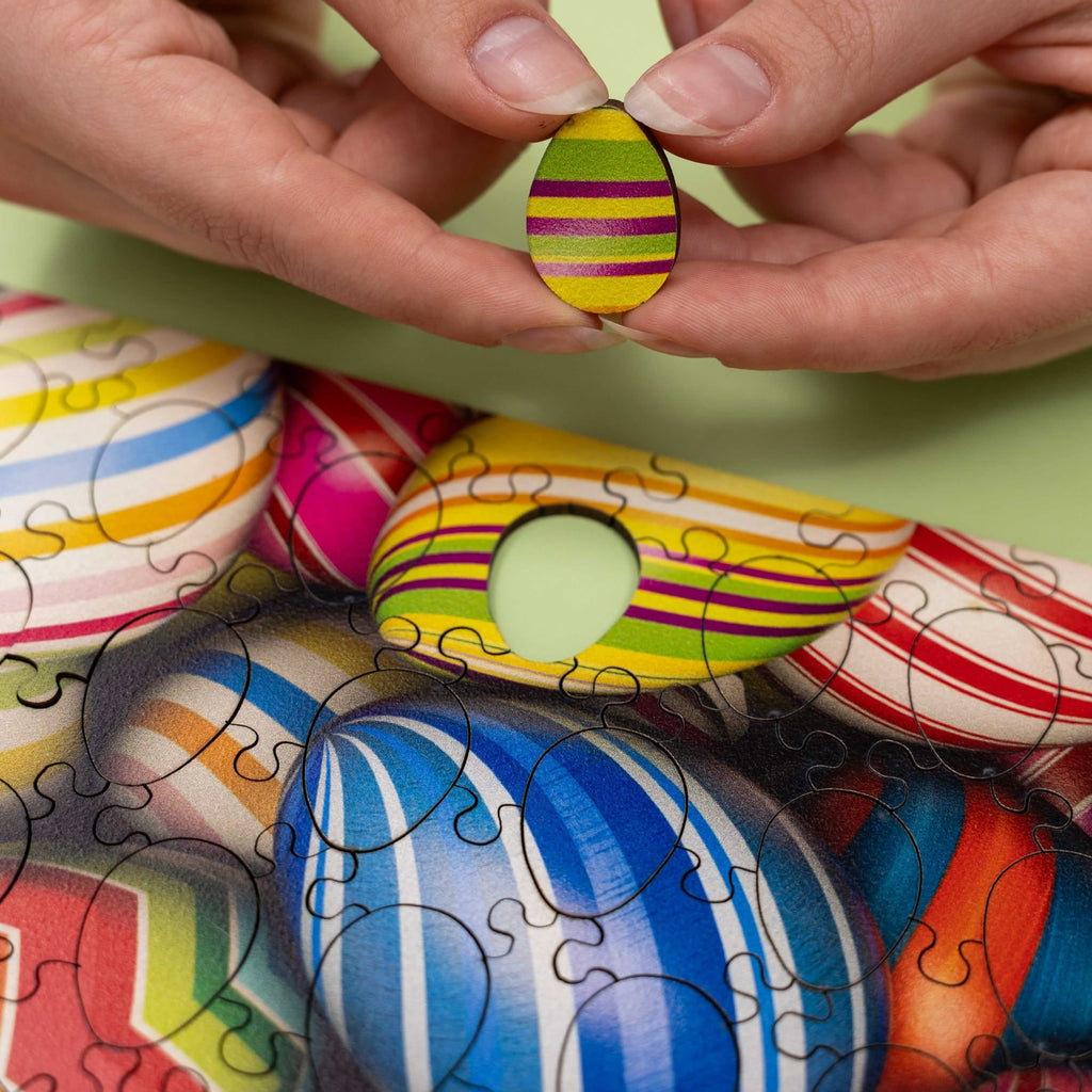 Wooden Easter Puzzle - Colorful Easter Eggs