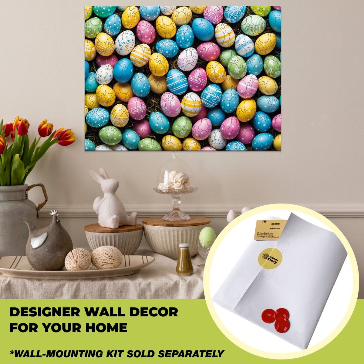 Wooden Easter Puzzle - Colorful Easter Eggs