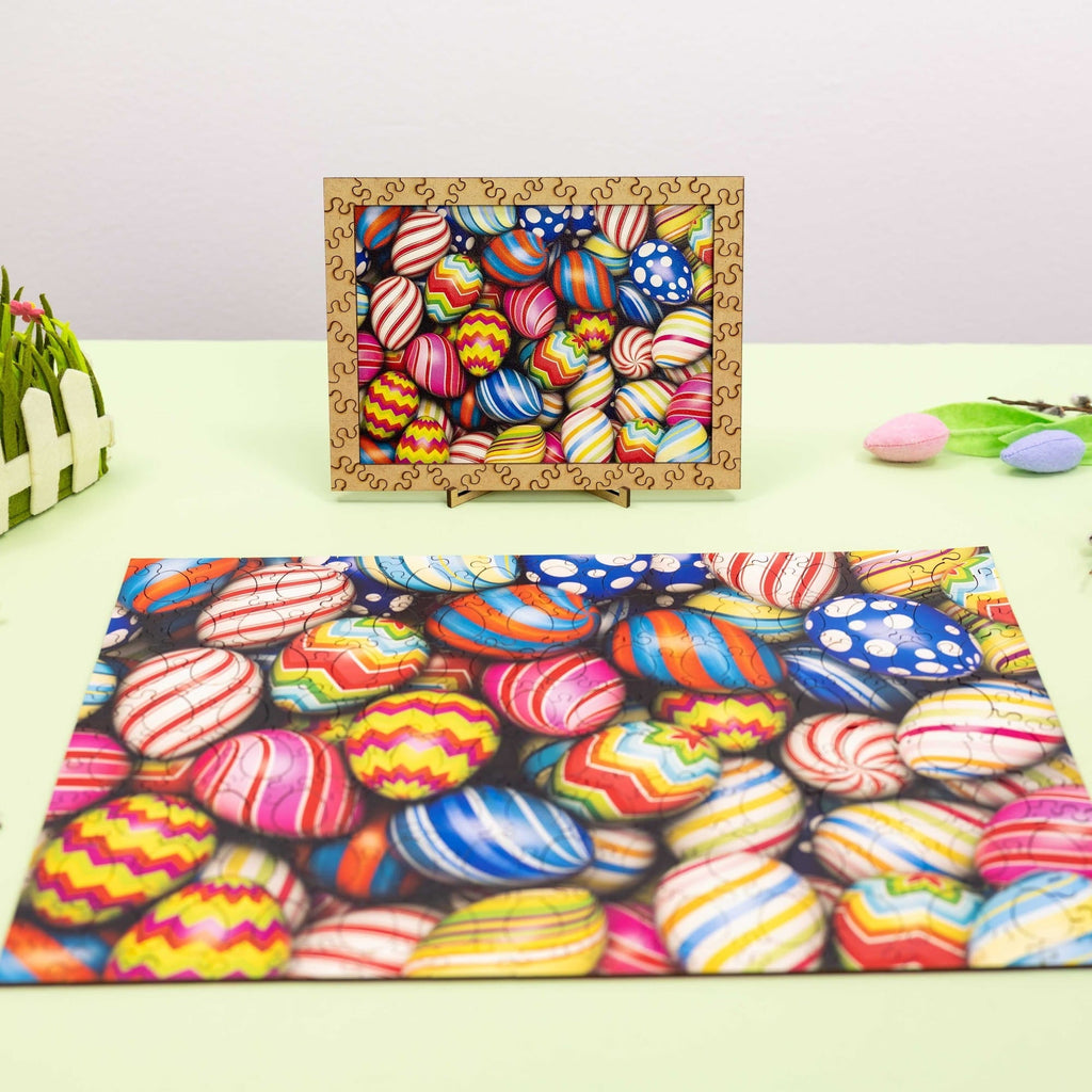 Wooden Easter Puzzle - Colorful Easter Eggs