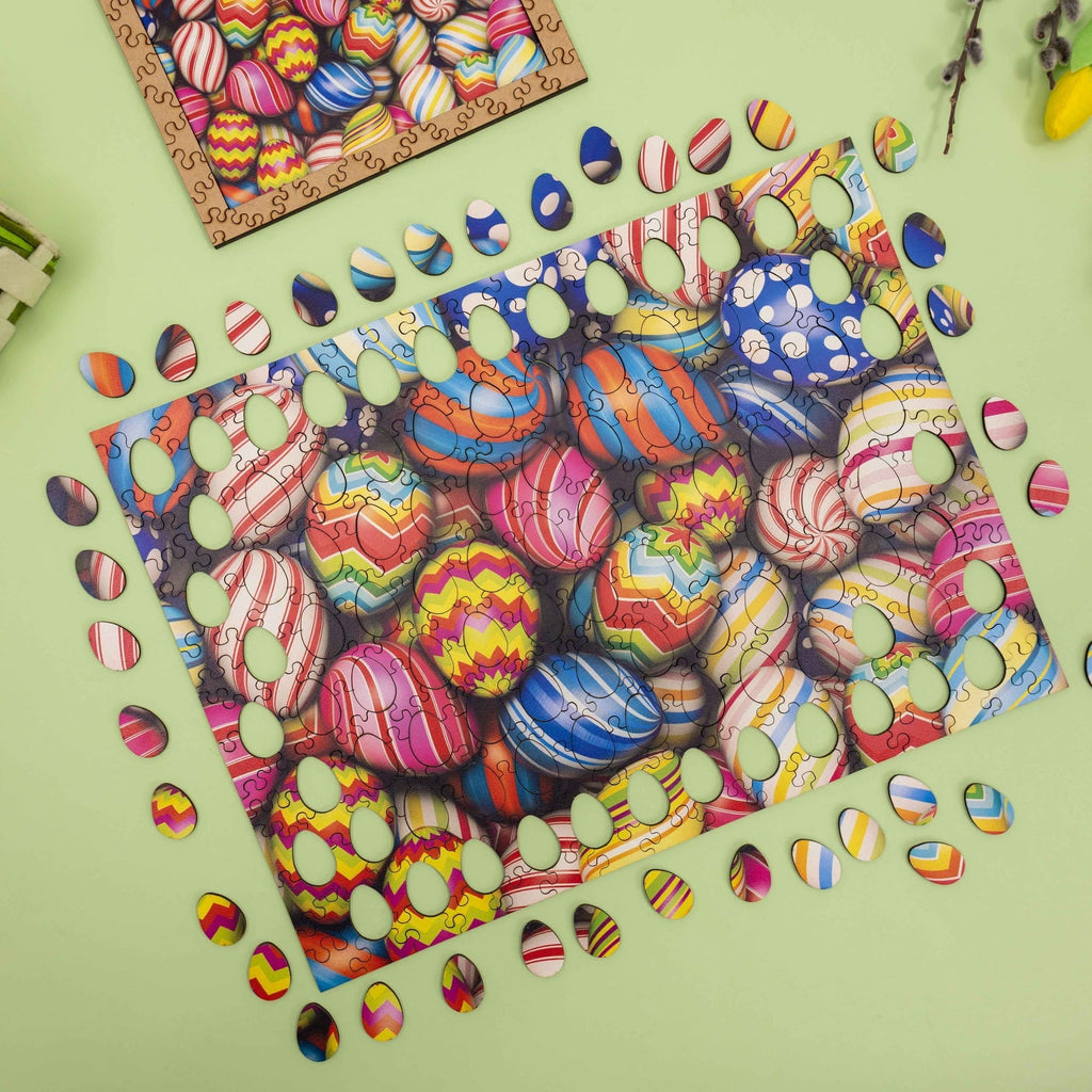Wooden Easter Puzzle - Colorful Easter Eggs