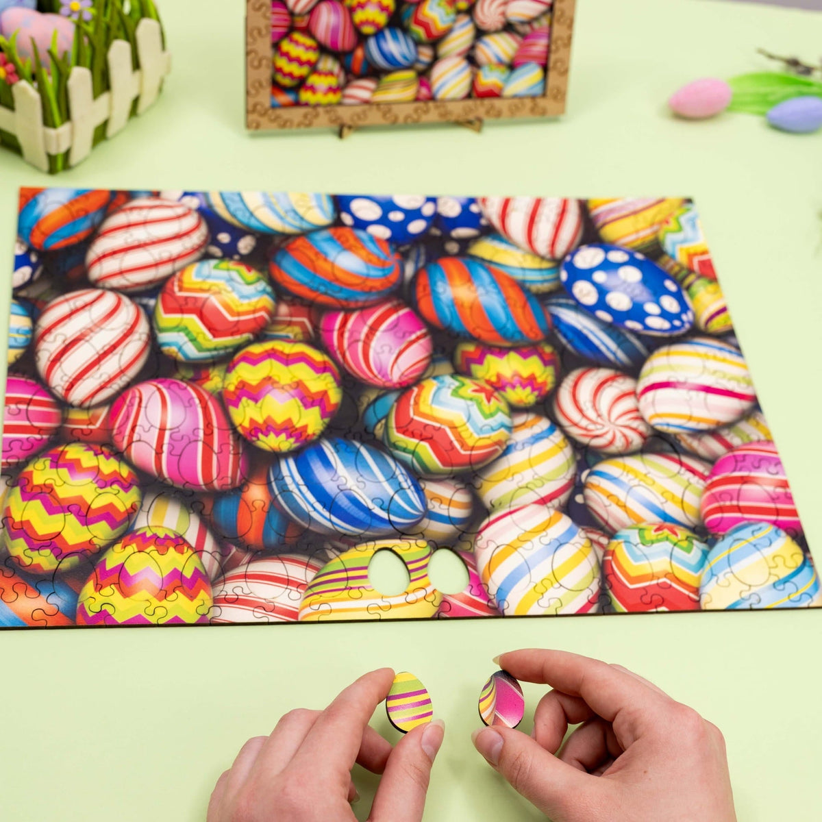Wooden Easter Puzzle - Colorful Easter Eggs