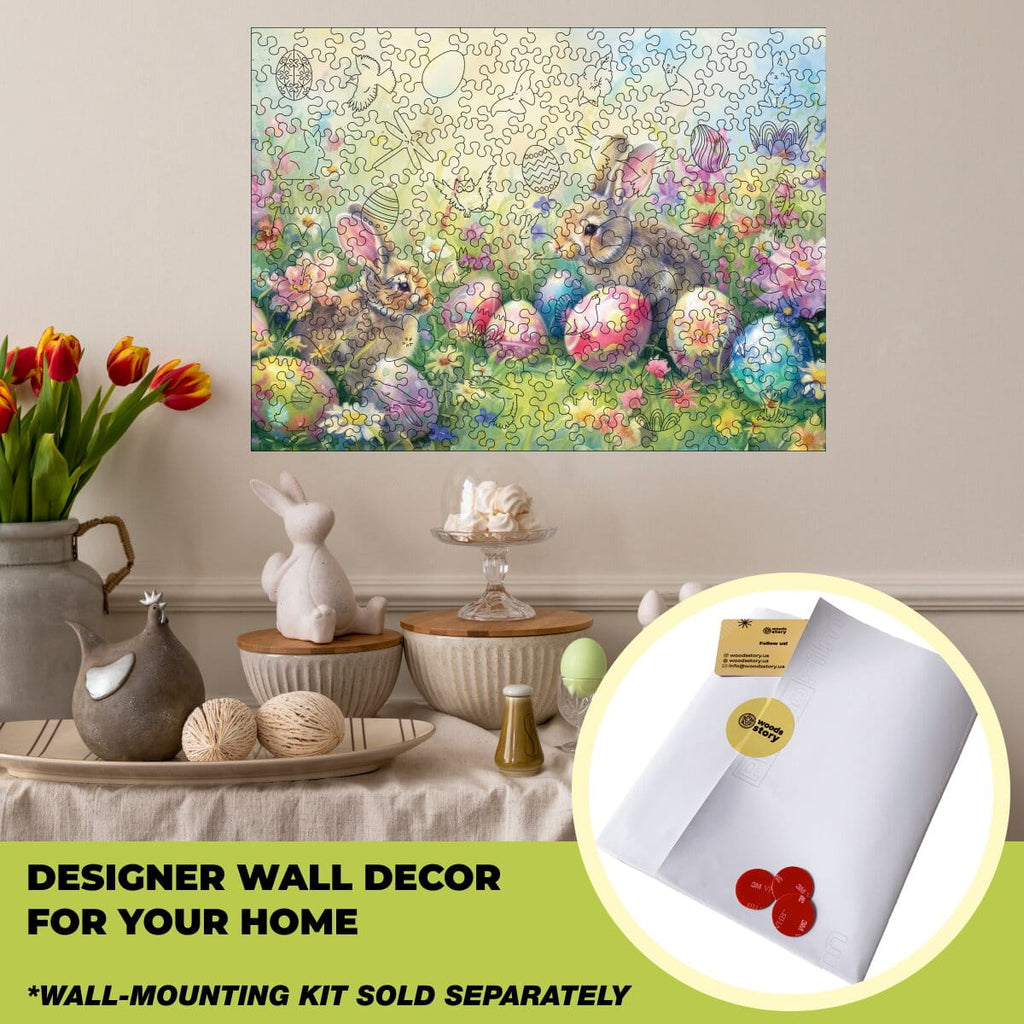 Wooden Easter Puzzle - Watercolor Easter Bunnies