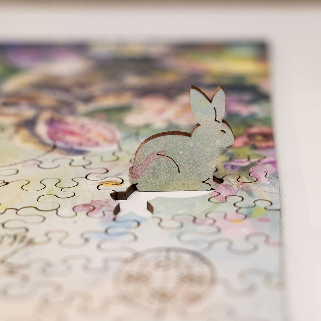 Wooden Easter Puzzle - Easter Bunnies in Spring Meadow