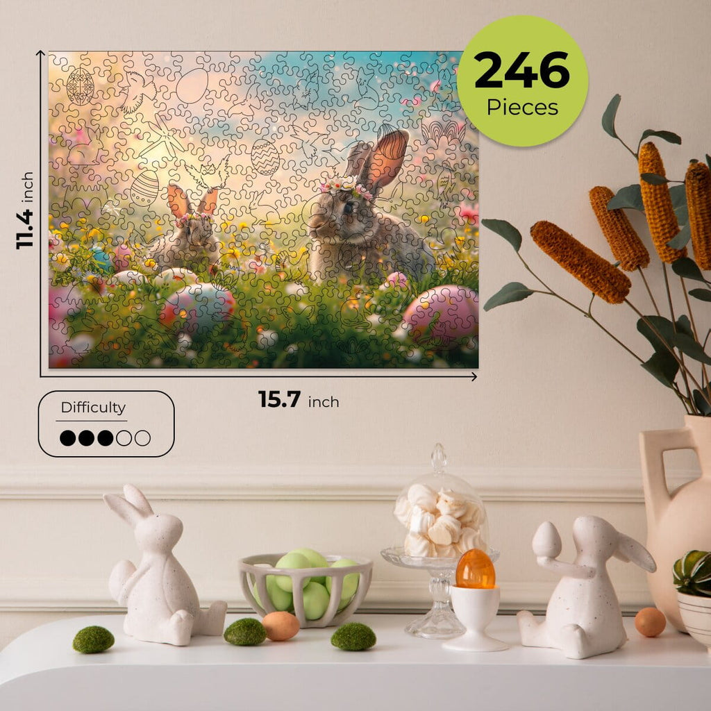 Wooden Easter Puzzle - Watercolor Easter Bunnies