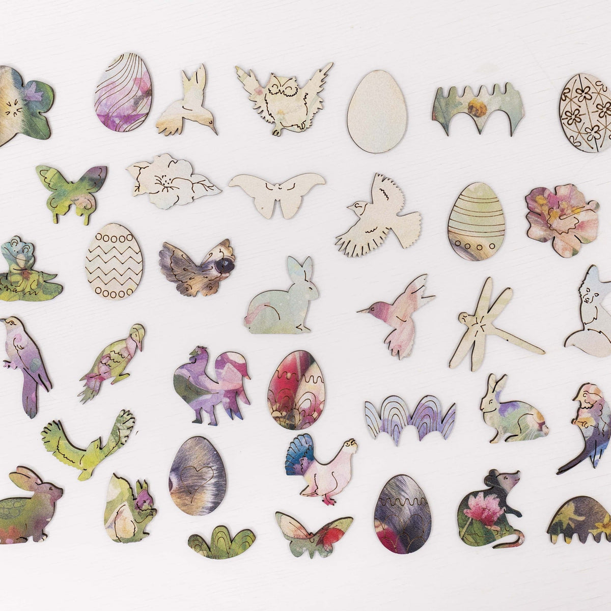 Wooden Easter Puzzle - Watercolor Easter Bunnies