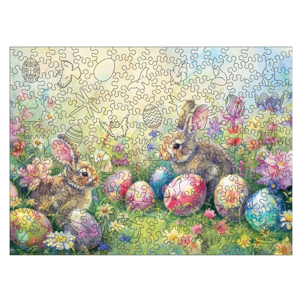 Wooden Easter Puzzle - Watercolor Easter Bunnies