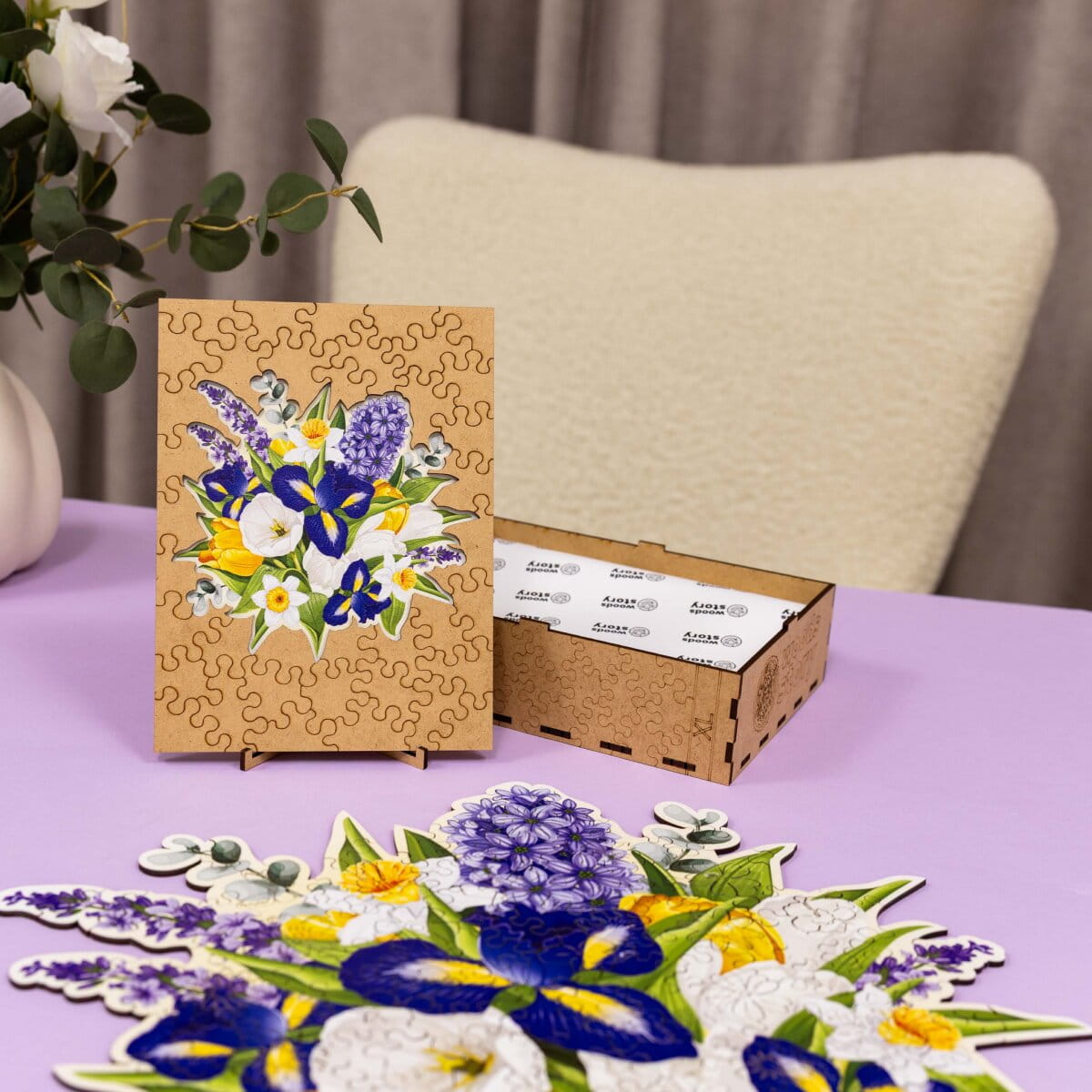 Wooden Flower-Shaped Puzzle - Irises