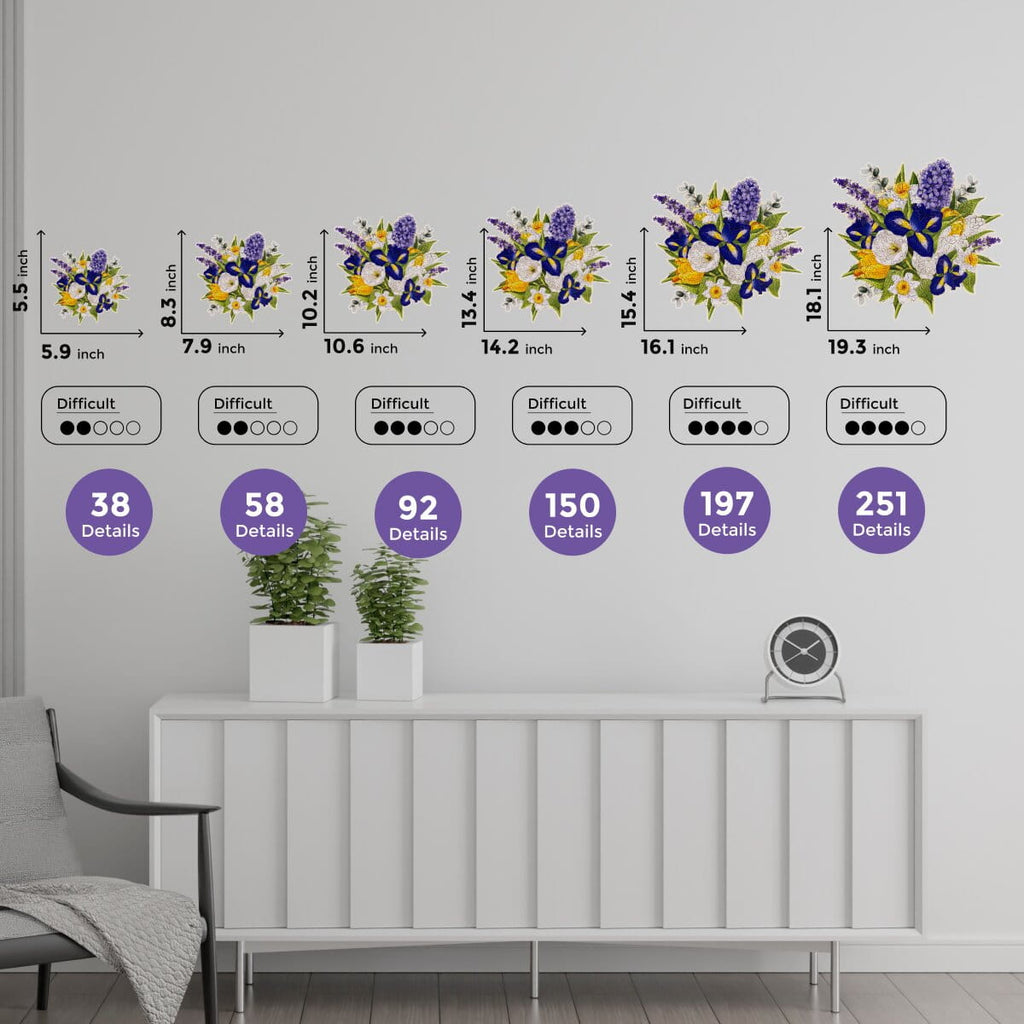 Wooden Flower-Shaped Puzzle - Irises