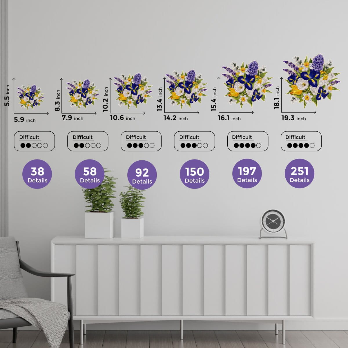 Wooden Flower-Shaped Puzzle - Irises