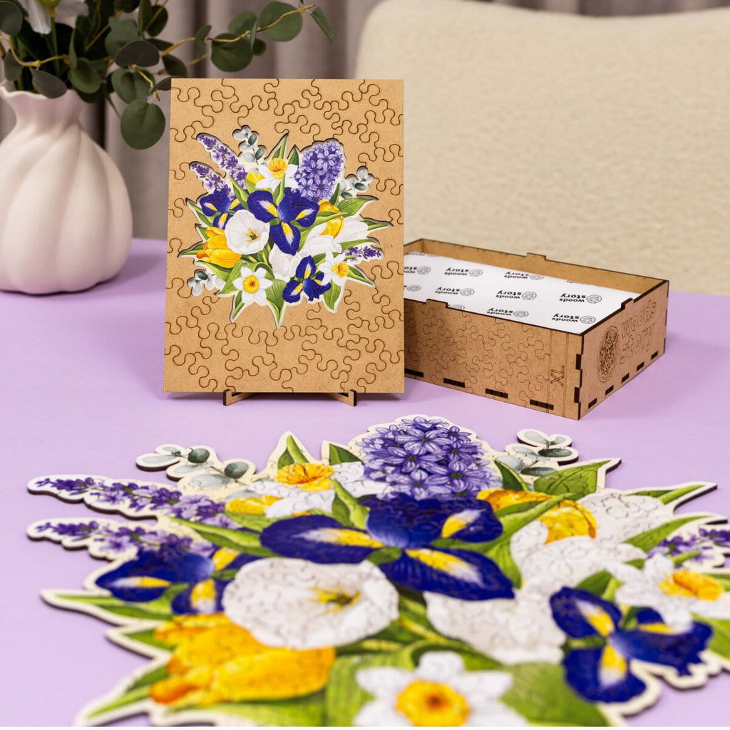 Wooden Flower-Shaped Puzzle - Irises