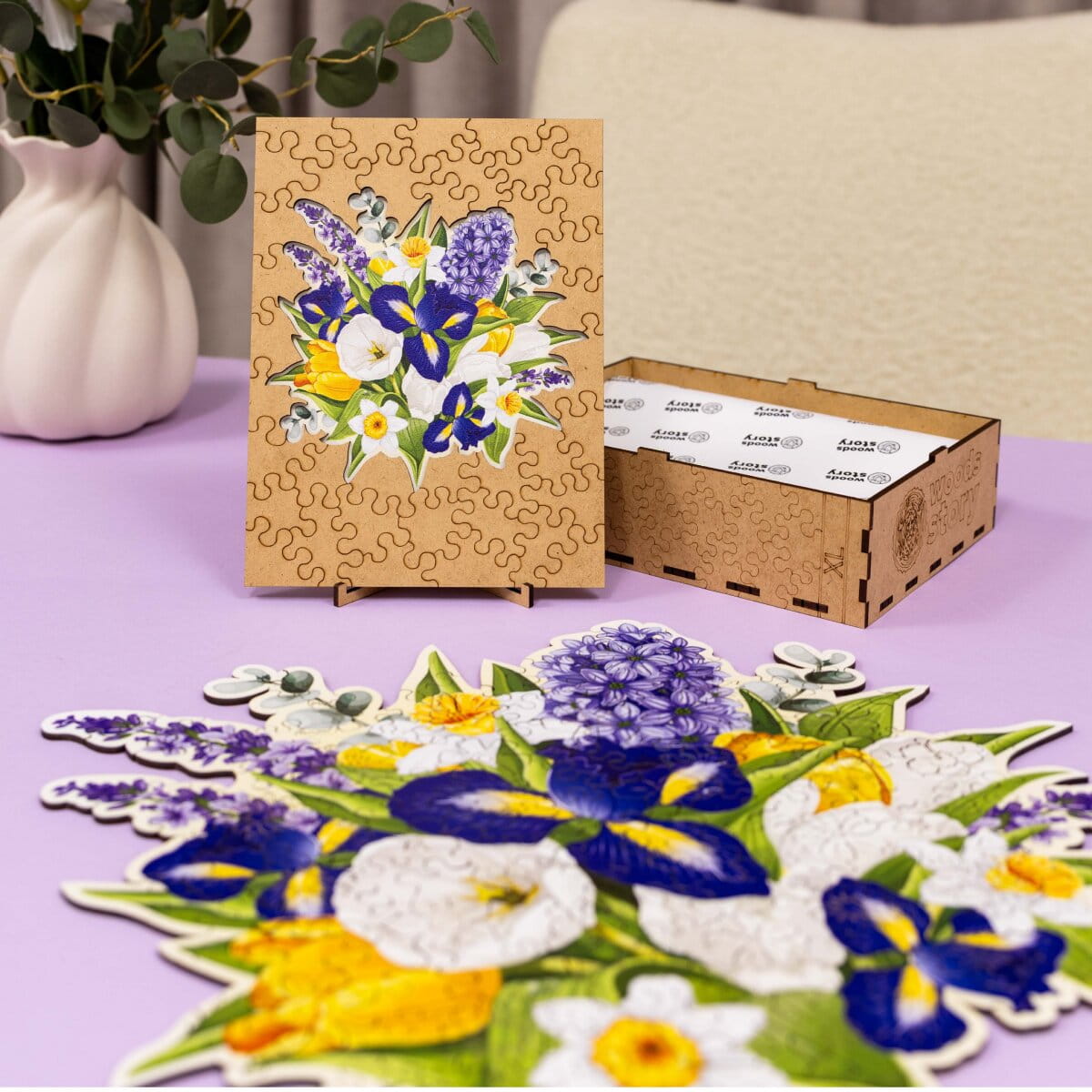 Wooden Flower-Shaped Puzzle - Irises