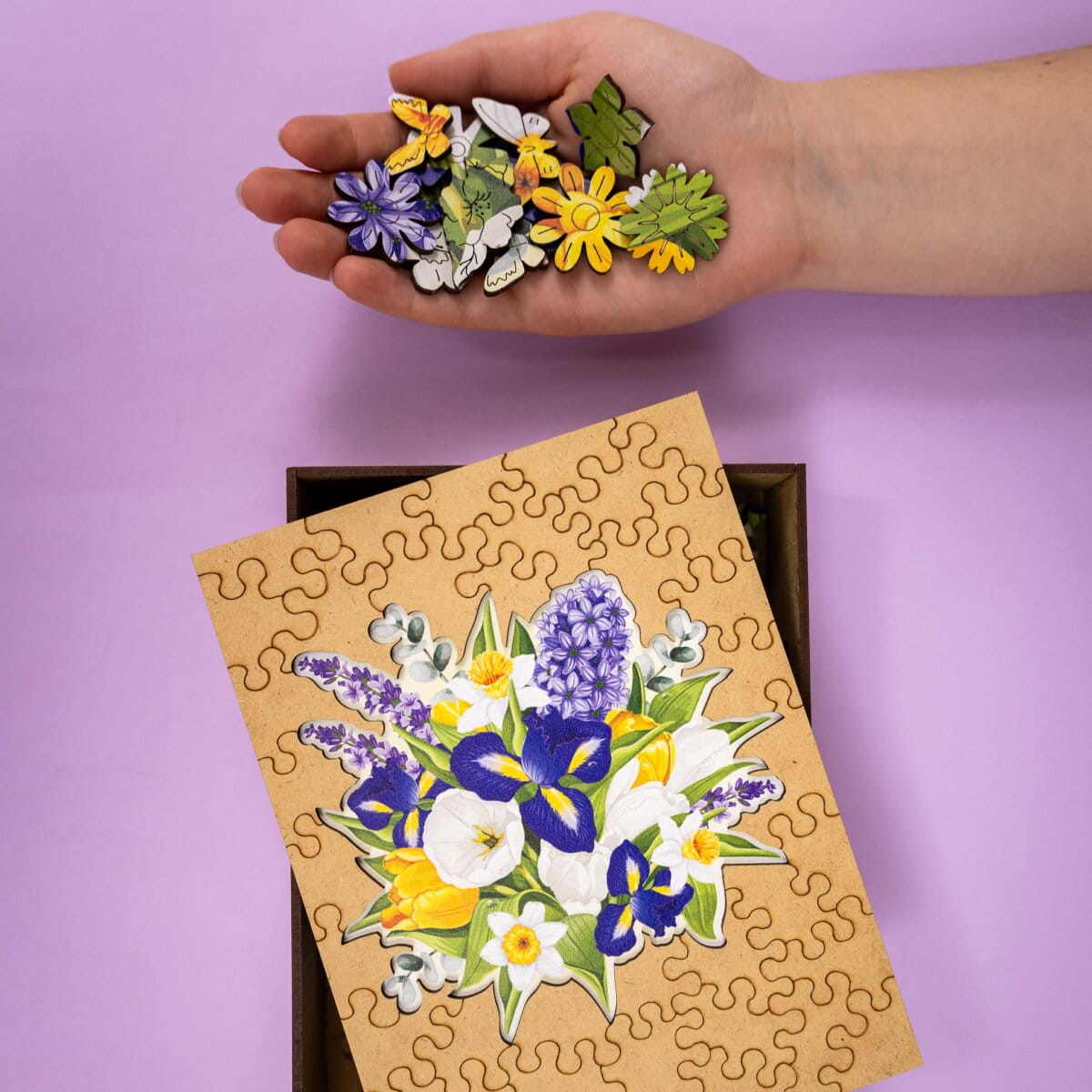 Wooden Flower-Shaped Puzzle - Irises