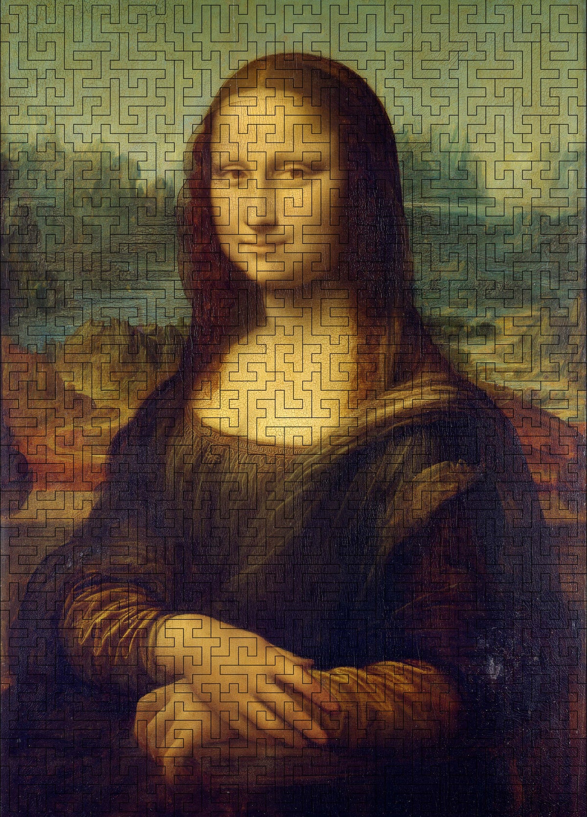 Wooden jigsaw maze puzzle Mona Lisa (Leonardo da Vinci)