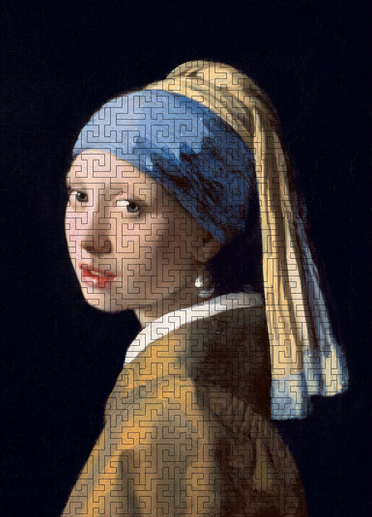 Wooden jigsaw maze puzzle The Girl With The Pearl Earring (Johannes Vermeer)