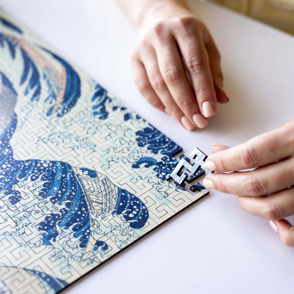 Wooden jigsaw maze puzzle The Great Wave Off Kanagawa (Hokusai)