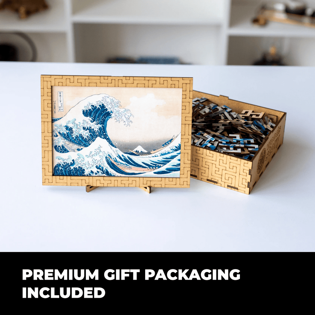 Wooden jigsaw maze puzzle The Great Wave Off Kanagawa (Hokusai)