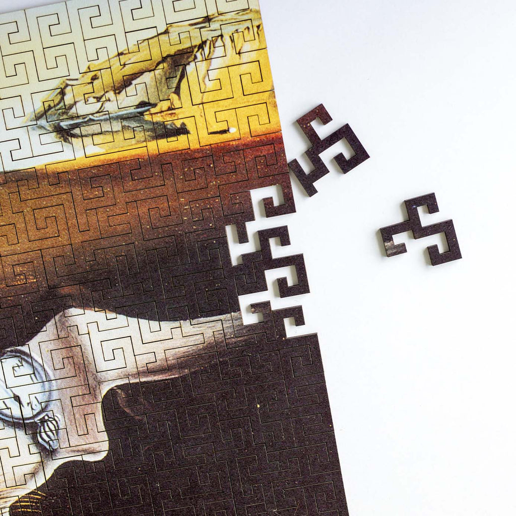 Wooden jigsaw maze puzzle The Persistence of Memory (Salvador Dali)