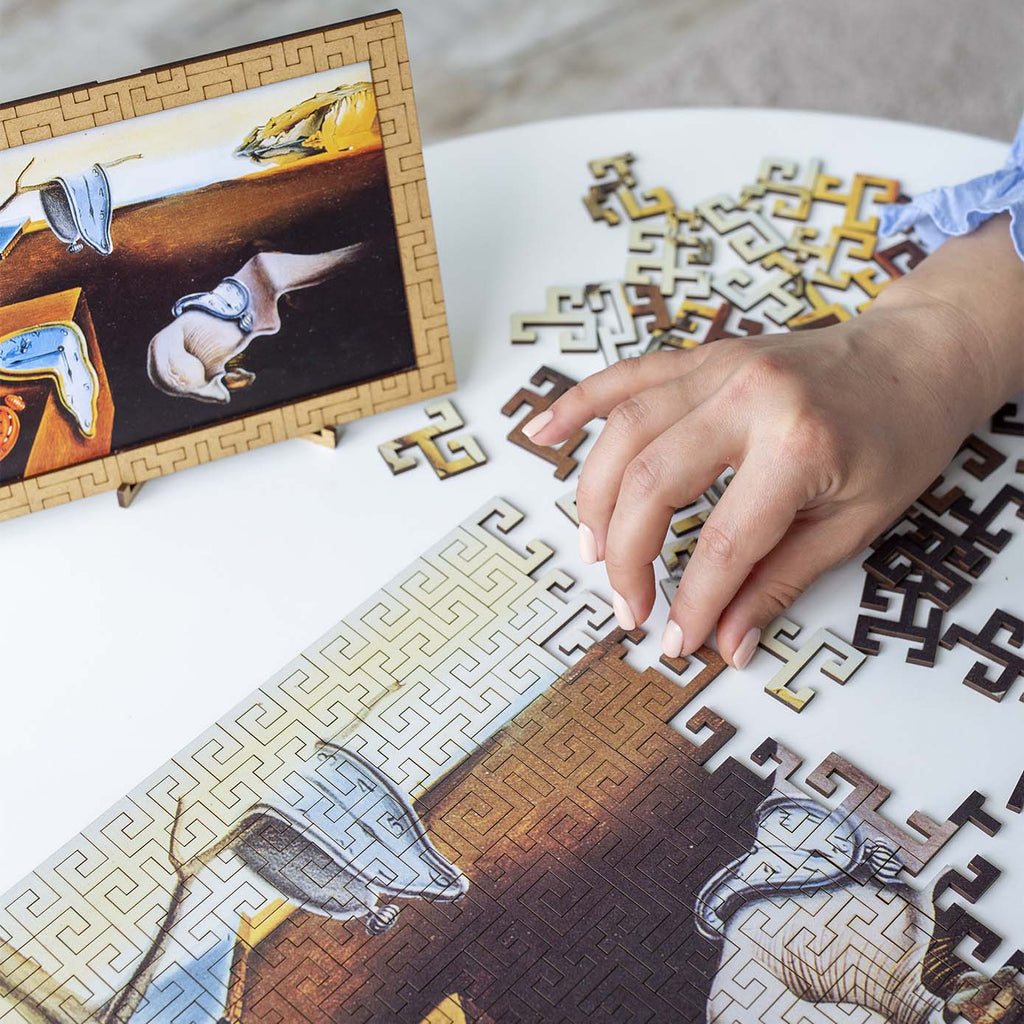Wooden jigsaw maze puzzle The Persistence of Memory (Salvador Dali)