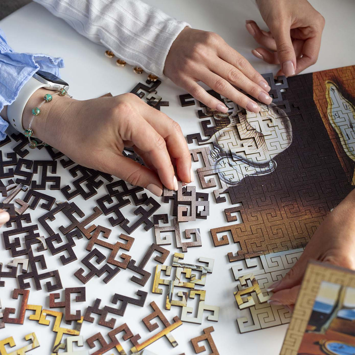 Wooden jigsaw maze puzzle The Persistence of Memory (Salvador Dali)