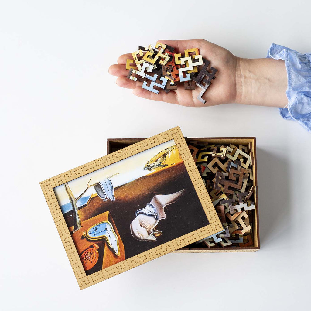 Wooden jigsaw maze puzzle The Persistence of Memory (Salvador Dali)