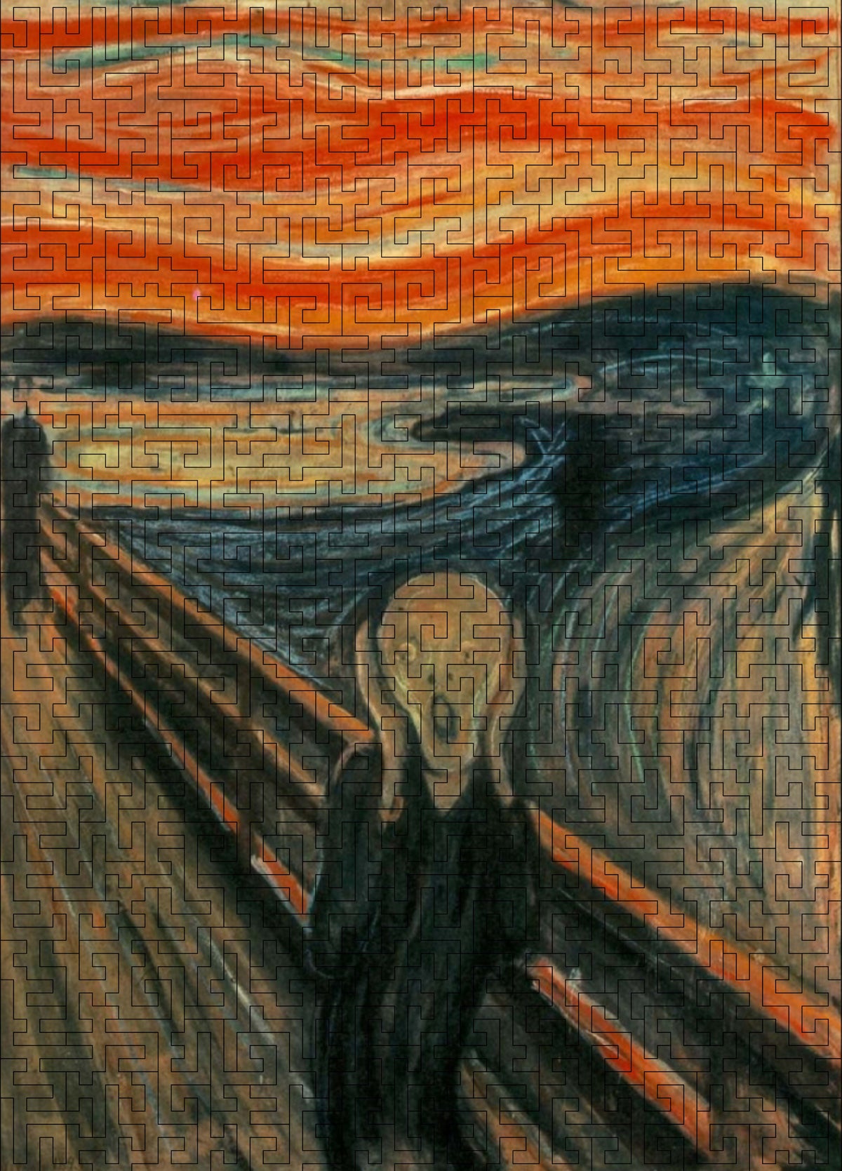 Wooden jigsaw maze puzzle The Scream (Edvard Munch)