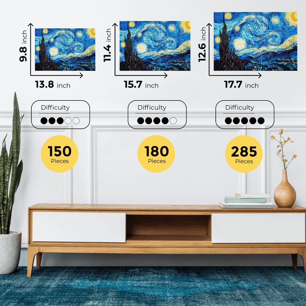 Wooden jigsaw maze puzzle The Starry Night (Vincent van Gogh)