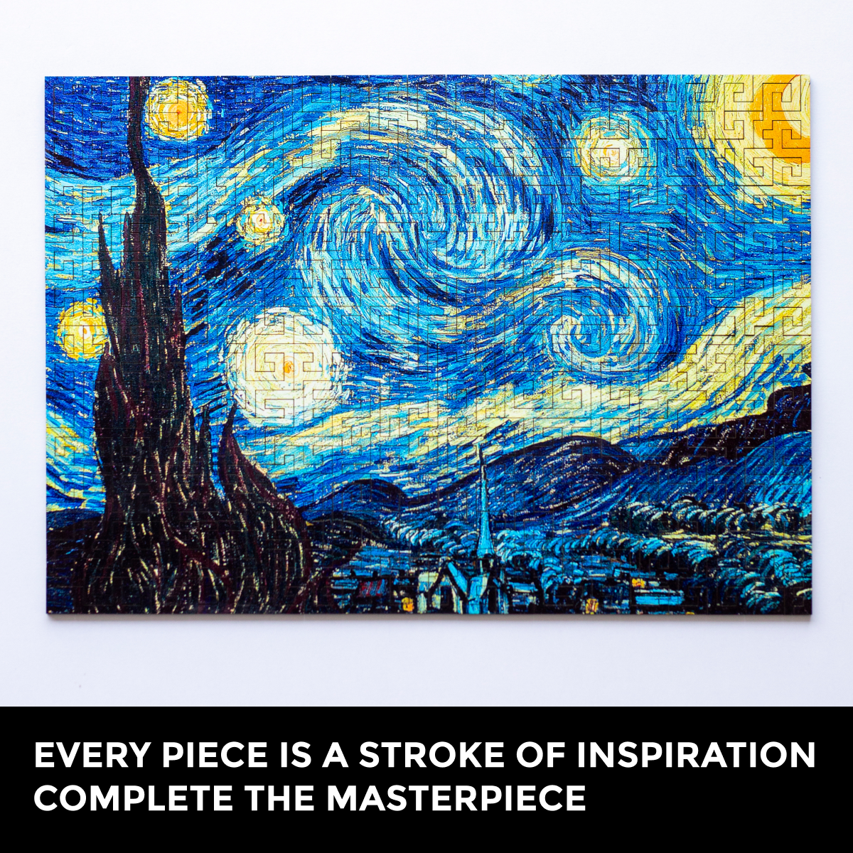 Wooden jigsaw maze puzzle The Starry Night (Vincent van Gogh)