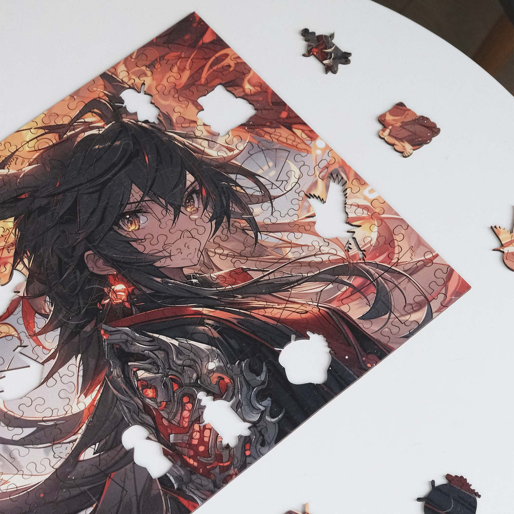 Wooden Jigsaw Puzzle Anime Fire Dragon Warrior
