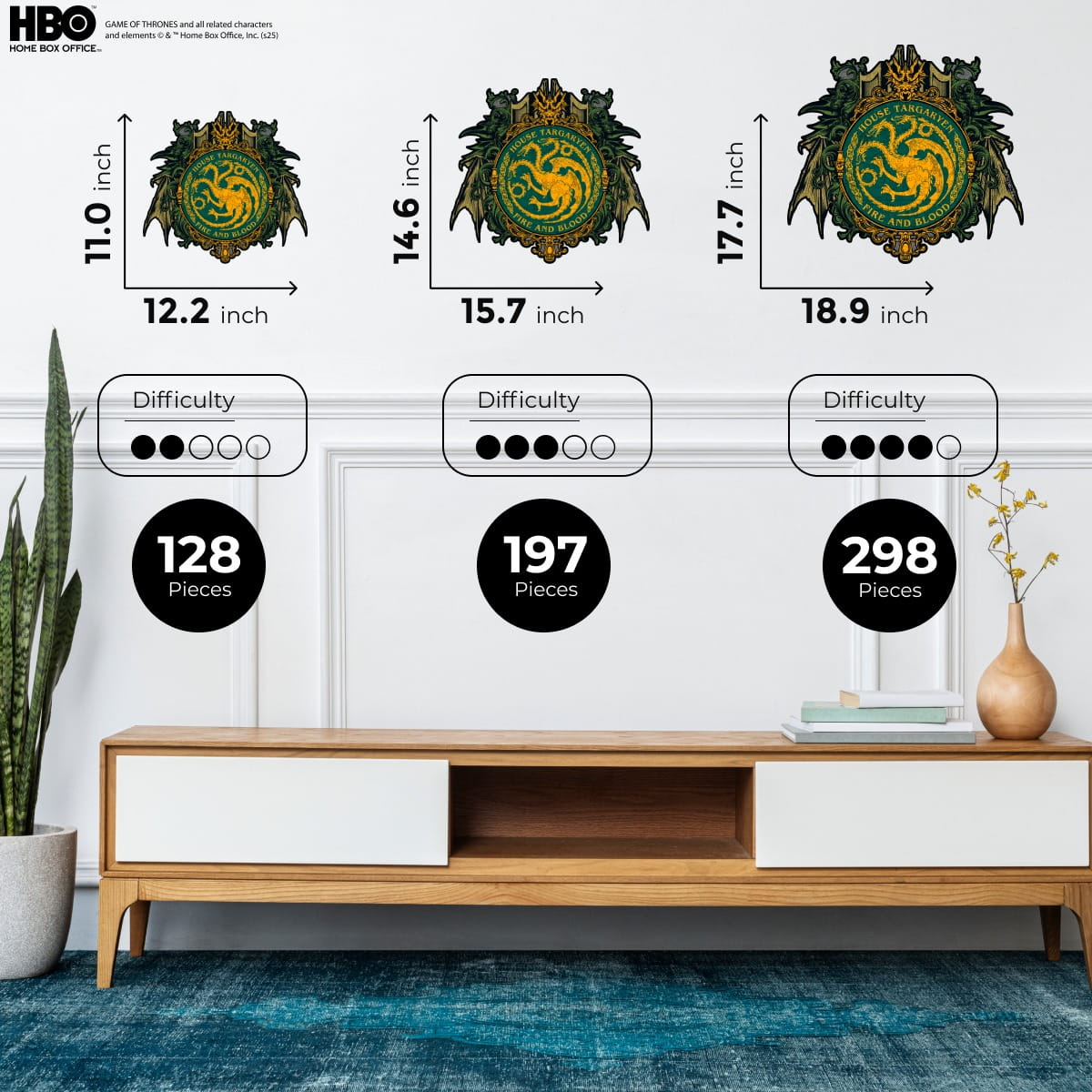 Wooden jigsaw puzzle Game of Thrones™ House Targaryen